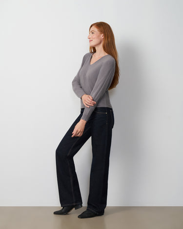 Rib Dolman V-Neck Sweater