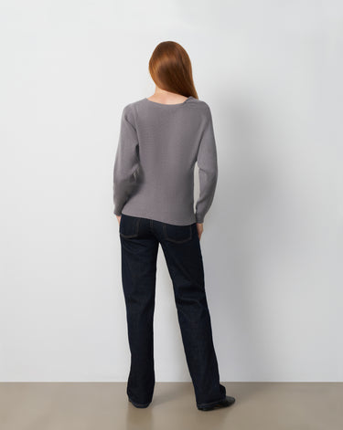 Rib Dolman V-Neck Sweater