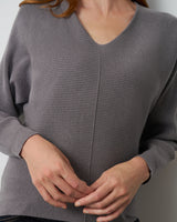 Rib Dolman V-Neck Sweater