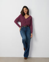 Rib Dolman V-Neck Sweater