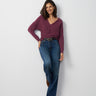 Rib Dolman V-Neck Sweater