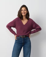 Rib Dolman V-Neck Sweater