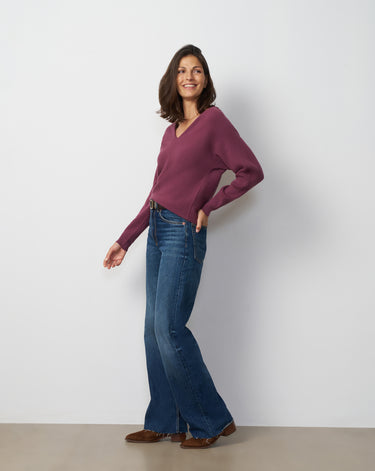 Rib Dolman V-Neck Sweater