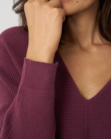 Rib Dolman V-Neck Sweater