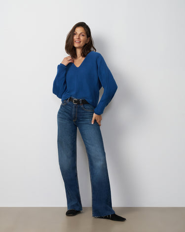 Rib Dolman V-Neck Sweater