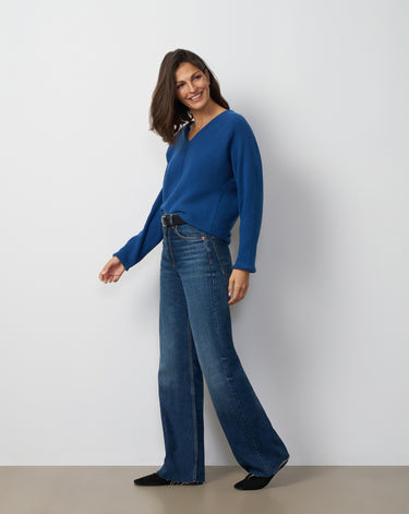 Rib Dolman V-Neck Sweater