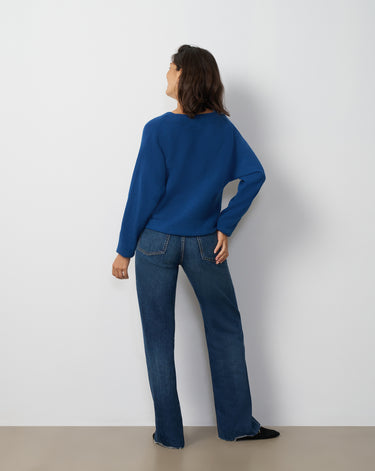 Rib Dolman V-Neck Sweater