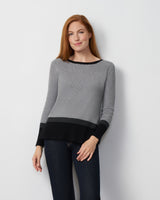 Textured Colorblock Tunic Sweater