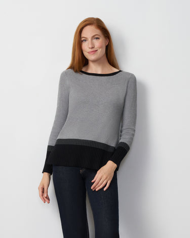 Textured Colorblock Tunic Sweater