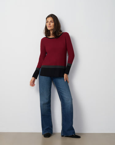 Textured Colorblock Tunic Sweater
