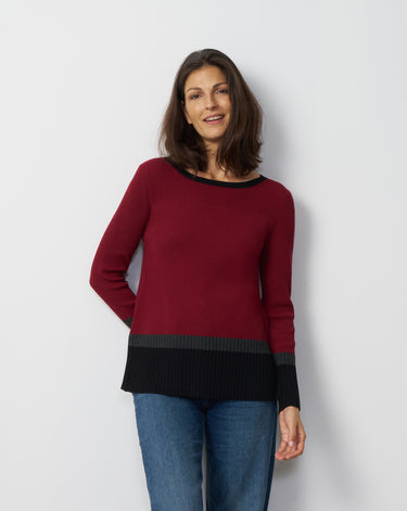 Textured Colorblock Tunic Sweater