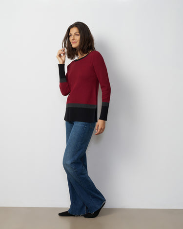 Textured Colorblock Tunic Sweater