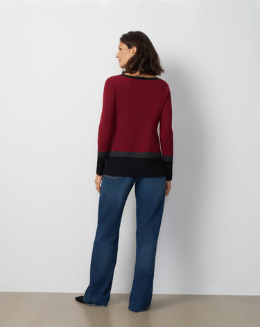 Textured Colorblock Tunic Sweater