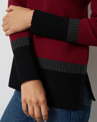 Textured Colorblock Tunic Sweater