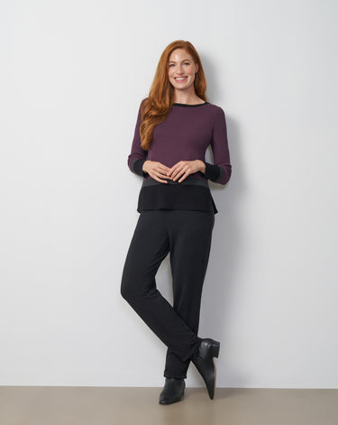 Textured Colorblock Tunic Sweater