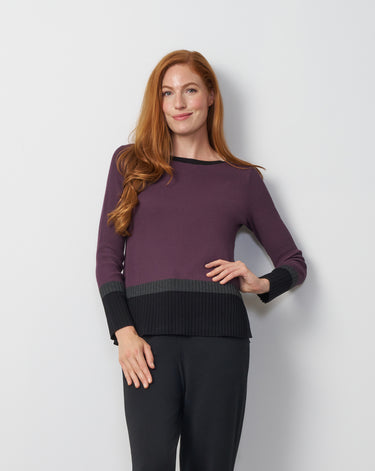 Textured Colorblock Tunic Sweater