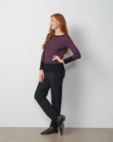 Textured Colorblock Tunic Sweater