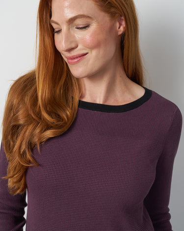 Textured Colorblock Tunic Sweater