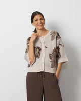 Floral Jacquard Button Front Cardigan
