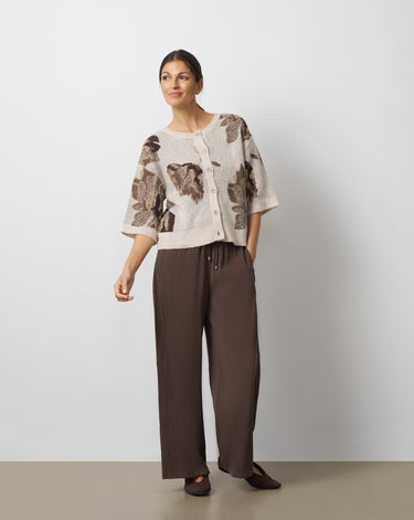 Floral Jacquard Button Front Cardigan