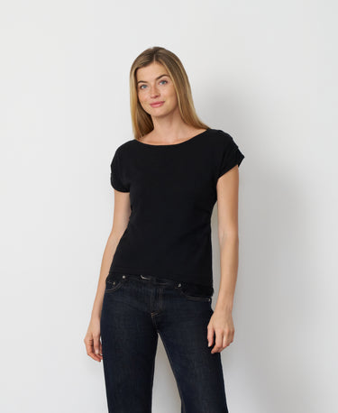 Cap Sleeve Lace Hem Sweater