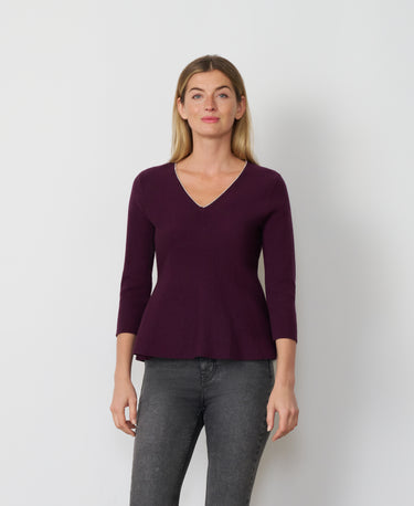 Rhinestone Trim Peplum Sweater