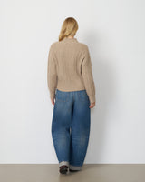 Wide V-Neck Cable Sweater