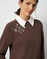 Embellished Twofer Mixed Media Top