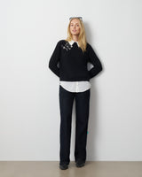 Embellished Twofer Mixed Media Top