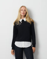 Embellished Twofer Mixed Media Top