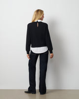 Embellished Twofer Mixed Media Top