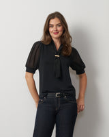 Metal Tie-Neck Top