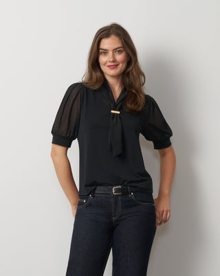 Metal Tie-Neck Top