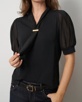 Metal Tie-Neck Top