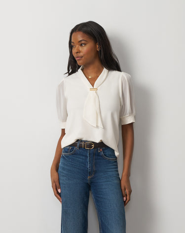 Metal Tie-Neck Top
