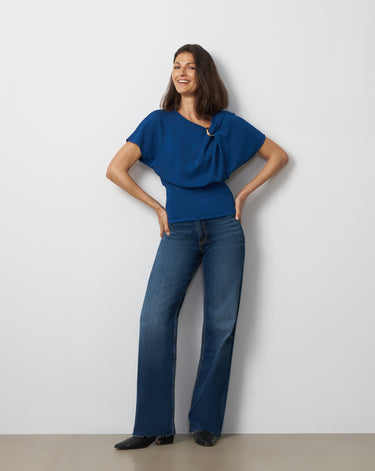 Asymmetrical Metal Ring Dolman Top