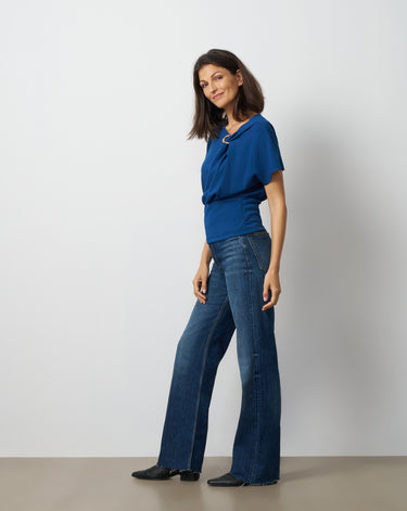 Asymmetrical Metal Ring Dolman Top