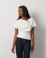 Asymmetrical Metal Ring Dolman Top