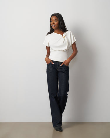 Asymmetrical Metal Ring Dolman Top