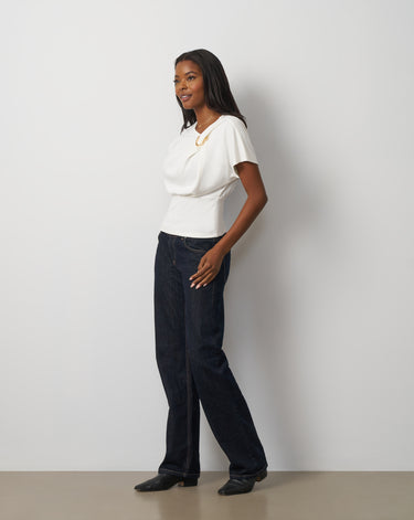 Asymmetrical Metal Ring Dolman Top