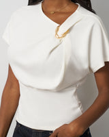 Asymmetrical Metal Ring Dolman Top