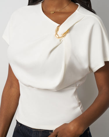 Asymmetrical Metal Ring Dolman Top