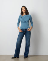 Metal Ring Shirred Neck Top