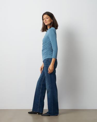 Metal Ring Shirred Neck Top