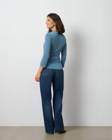 Metal Ring Shirred Neck Top
