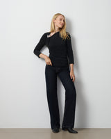 Metal Ring Shirred Neck Top