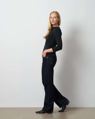 Metal Ring Shirred Neck Top