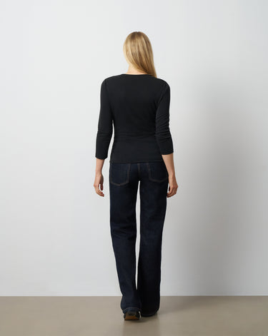 Metal Ring Shirred Neck Top