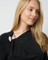 Metal Ring Shirred Neck Top