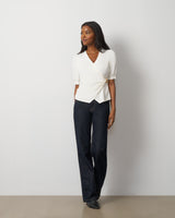 Draped Wrap Top with Hardware Detail